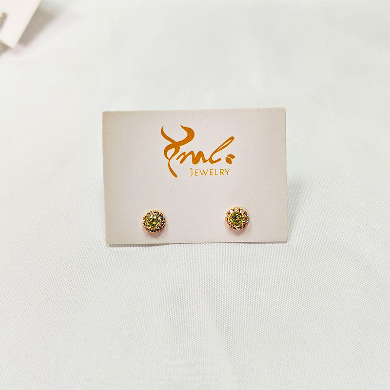 18K Gold Plated Crystal Flower Stud Earrings - 5A Zirconia Bloom Studs