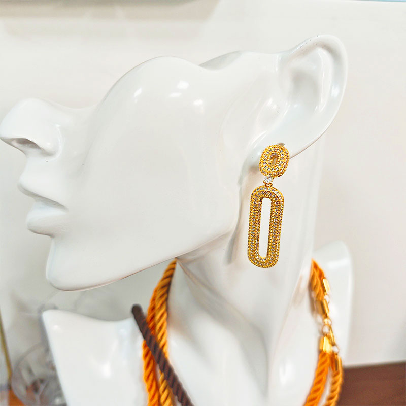18K Gold Plated Geometric Drop Earrings - 5A Grade Zirconia Hypoallergenic Statement Jewelry