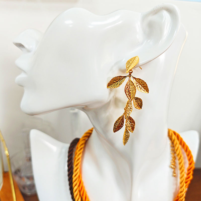 🍃 18K Gold Plated Botanical Leaf Drop Earrings - Nature-Inspired Statement Dangles That Bring Spring to Life