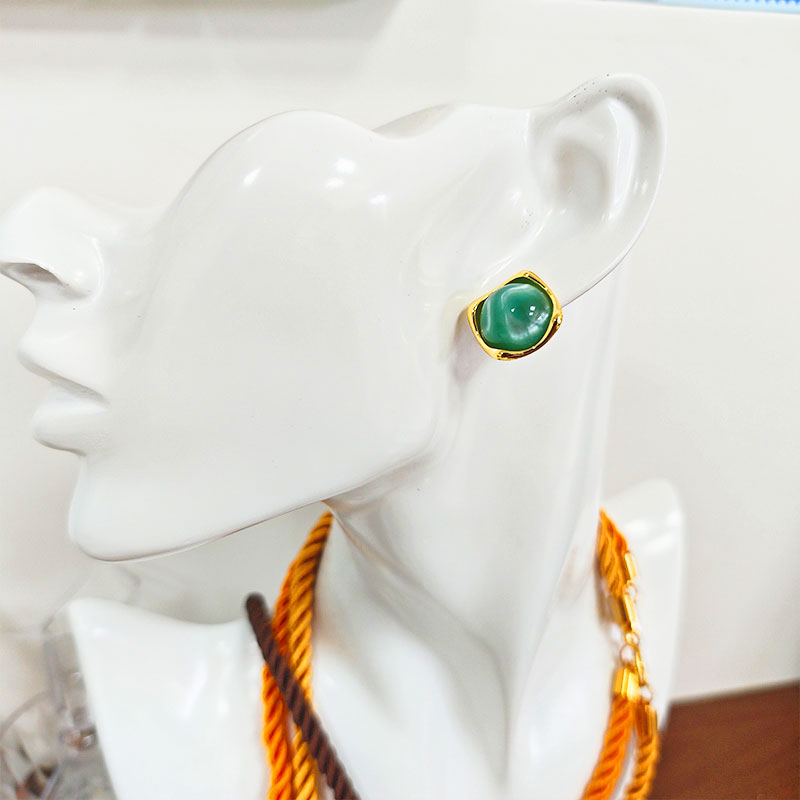18K Gold Plated Emerald Green Zirconia Stud Earrings - 5A Grade Hypoallergenic Jewelry