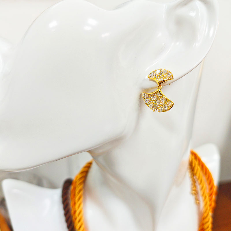 18K Gold Plated Crystal Fan Ear Jacket Earrings - Luxury 5A Zirconia Statement Studs