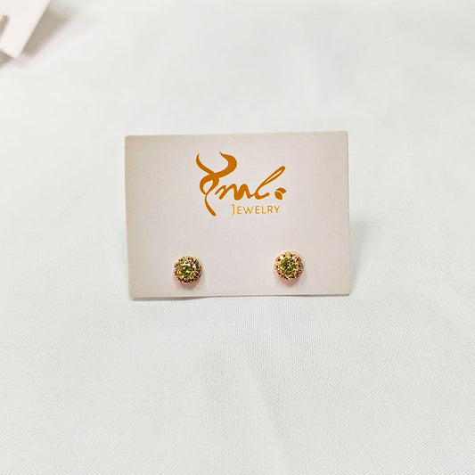 18K Gold Plated Crystal Flower Stud Earrings - 5A Zirconia Bloom Studs