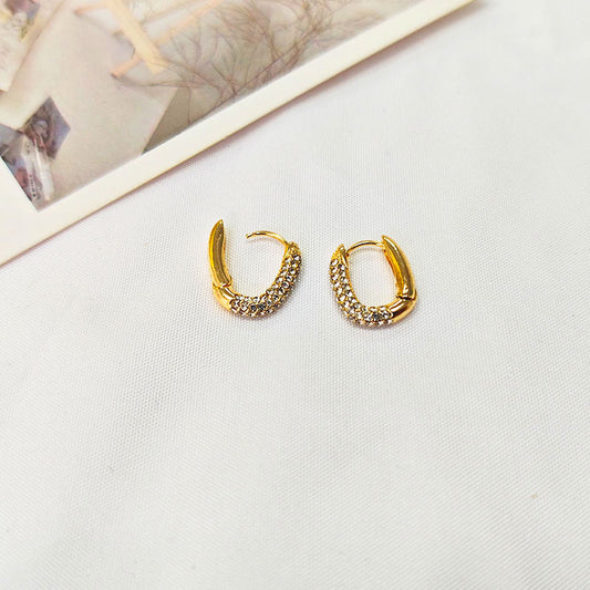 Sparkling Zirconia Hoop Earrings - 18K Gold Plated with 5A Premium Stones
