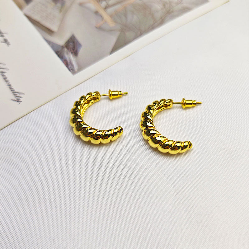 Twisted Rope Hoop Earrings - 18K Gold Plated Artisan Statement Jewelry