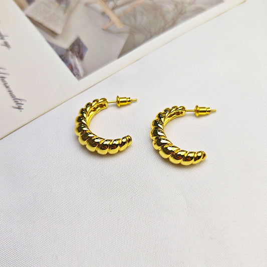 Twisted Rope Hoop Earrings - 18K Gold Plated Artisan Statement Jewelry