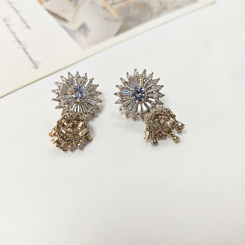 Silver Plated Zirconia Chandelier Earrings - Hypoallergenic Statement Drop Earrings