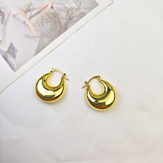 Thick 18K Gold Plated Layered Hoop Earrings - Hypoallergenic Bold Statement Jewelry