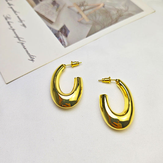 Signature Oval Hoop Earrings - 18K Gold Plated Premium Statement Jewelry