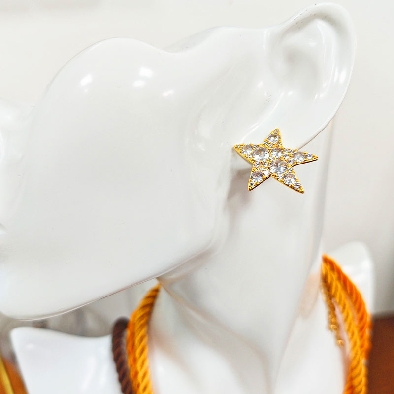 18K Gold Plated Crystal Star Stud Earrings - Pavé 5A Zirconia Celestial Jewelry