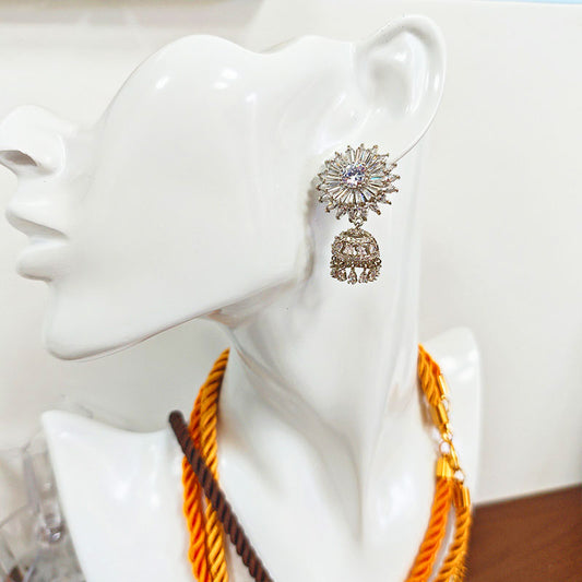 Silver Plated Zirconia Chandelier Earrings - Hypoallergenic Statement Drop Earrings